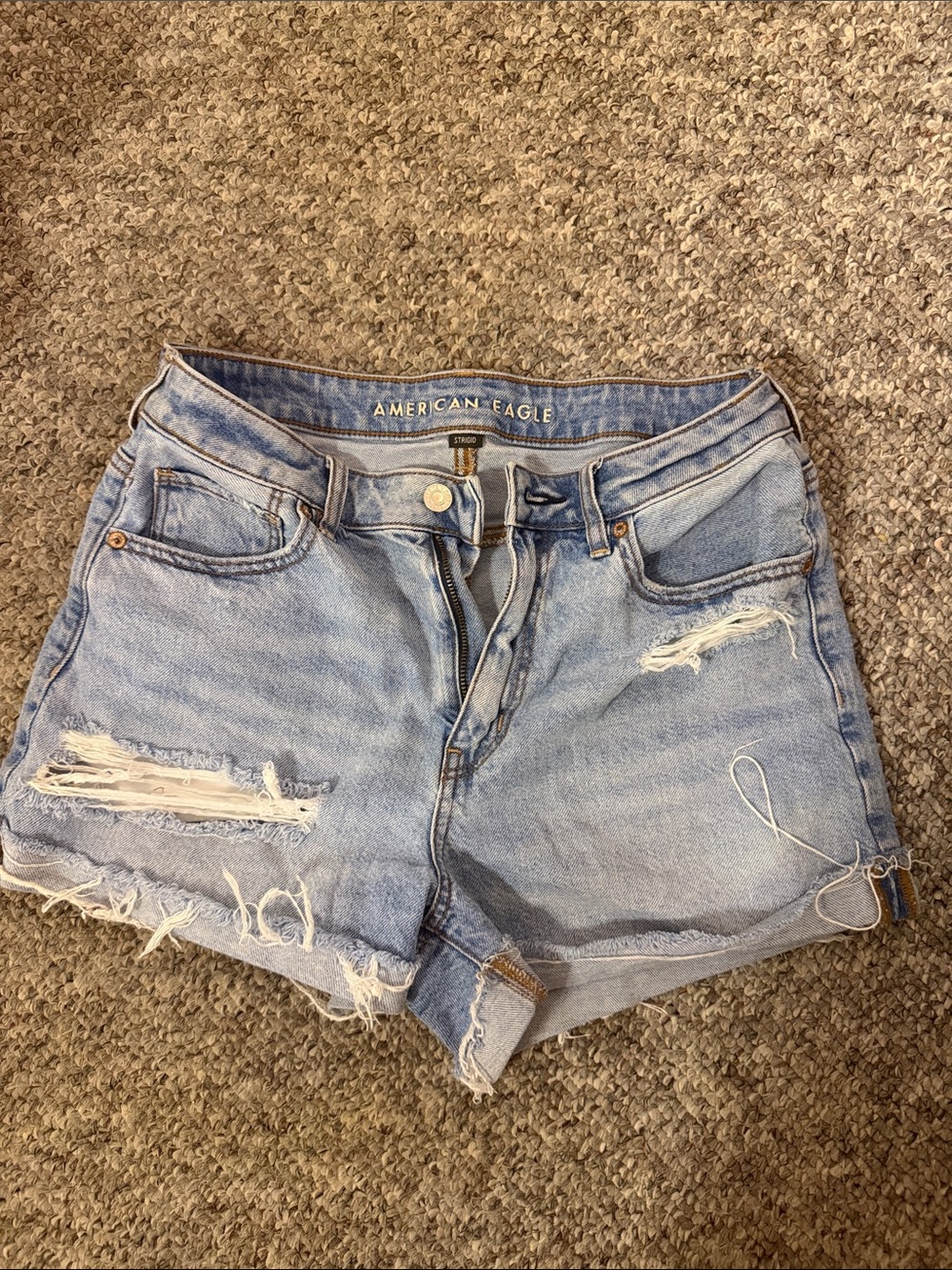 American Eagle Outfitters Light Blue Ripped Denim Shorts